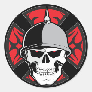 Tribal Round Cross Skull Classic Round Sticker