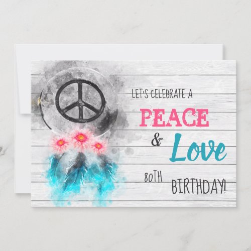 *~ Tribal Rustic Peace &amp; Love Hippie Birthday Invitation