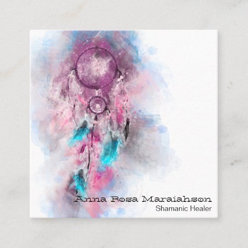  Tribal _ Sacred Shamen Shamanic Dream Catcher Square Business Card