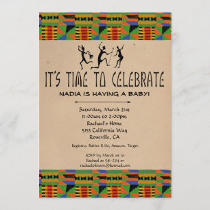 Tribal Safari Baby Shower Invite - Kente Cloth