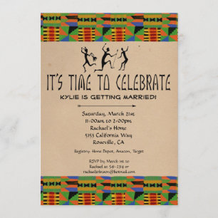 Tribal Safari Bridal Shower Invite - Kente Cloth