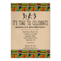 Tribal Safari Party Invitation - Kente Cloth