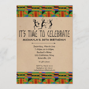 Tribal Safari Party Invite- Kente Cloth CUSTOM Invitation