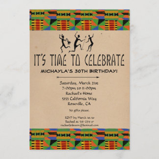 Tribal Safari Party Invite- Kente Cloth CUSTOM Invitation