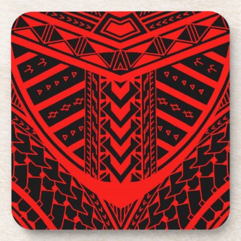 Tribal Samoan Tattoo Design In Symmetry Coaster by MarkStorm at Zazzle