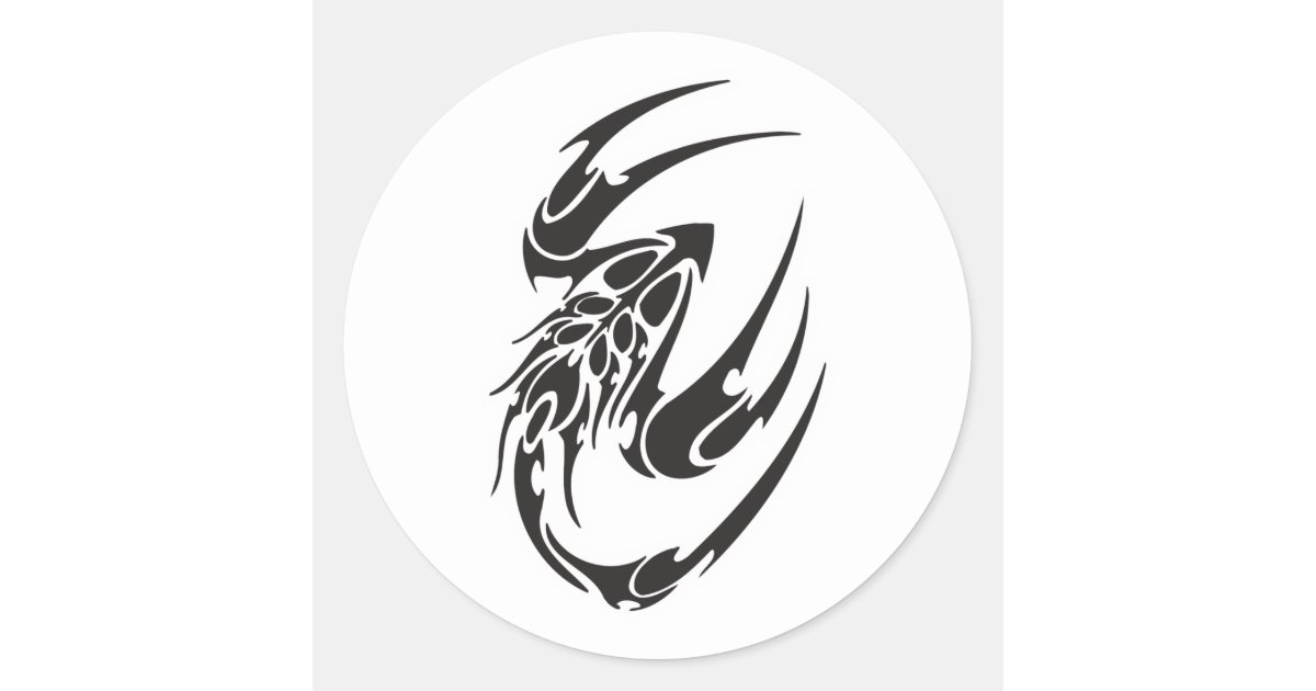 Tribal Scorpion Tattoo Design Classic Round Sticker | Zazzle