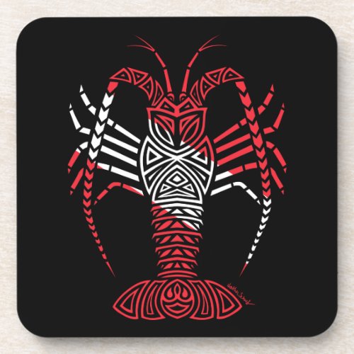 Tribal Scuba Flag Spiny Lobster Beverage Coaster