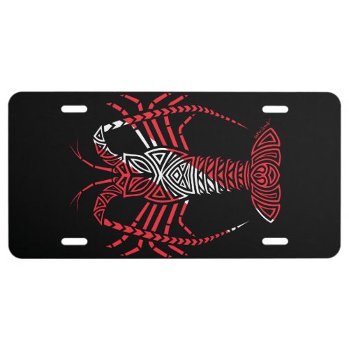 Tribal Scuba Flag Spiny Lobster License Plate