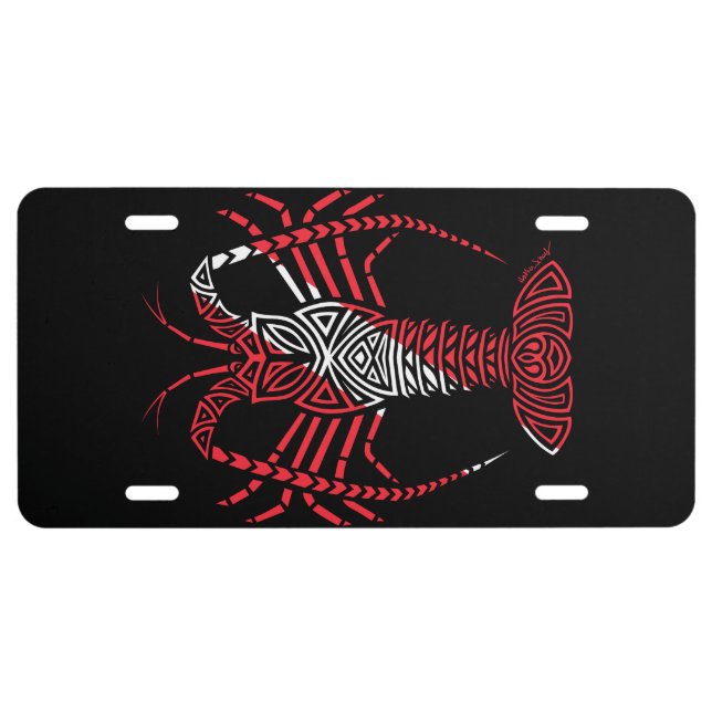 Tribal Scuba Flag Spiny Lobster License Plate (Front)