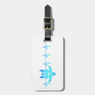 Tribal Sea Turtle Heartbeat EKG Luggage Tag