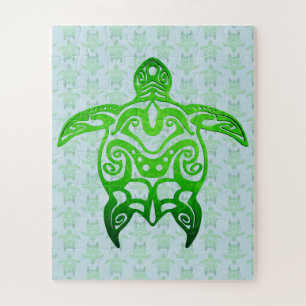 Tribal Sea Turtle Honu Jigsaw Puzzle
