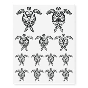 Tribal Sea Turtle Outline Temporary Tattoos