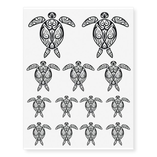 Tribal Sea Turtle Outline Temporary Tattoos (Front)