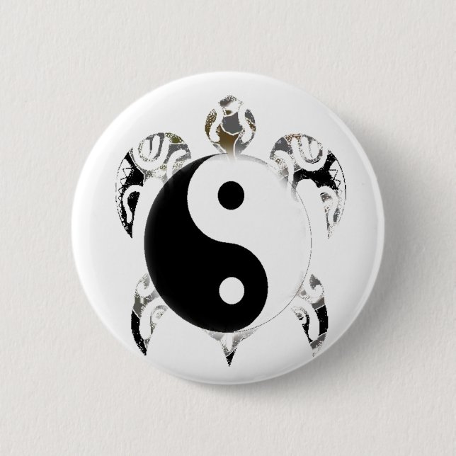 Tribal Sea Turtle Pinback Button (Front)
