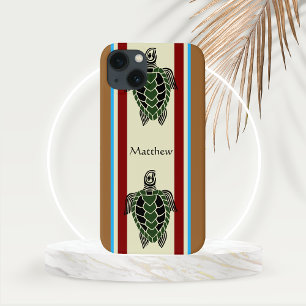 Tribal Sea Turtles with Verticle Stripes iPhone 13 Case