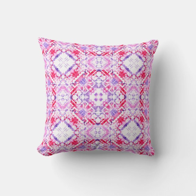 Tribal seamless pattern. Hand-painted grunge water Throw Pillow (Front)