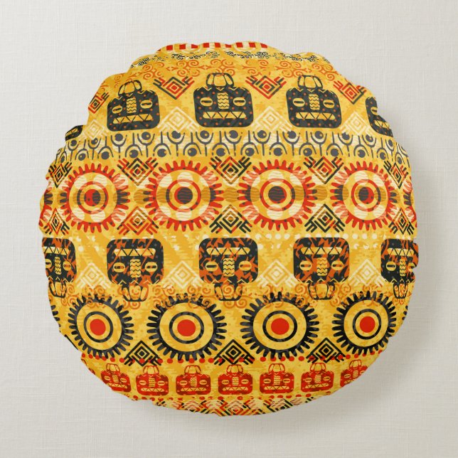 Tribal seamless pattern round pillow (Front)