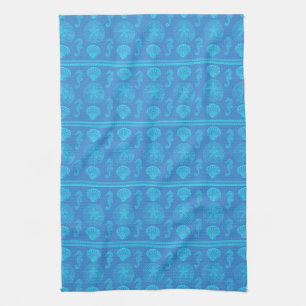 Tribal Seashells Seahorses Kitchen Towel