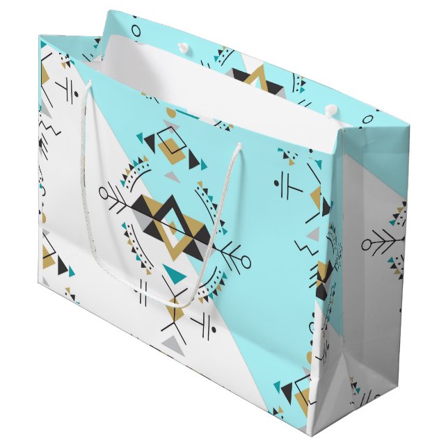 Tribal secret geometry design large gift bag (Front Angled)
