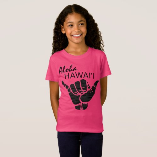 TRIBAL SHAKA HANG LOOSE _ ALOHA HAWAII Blk T_Shirt