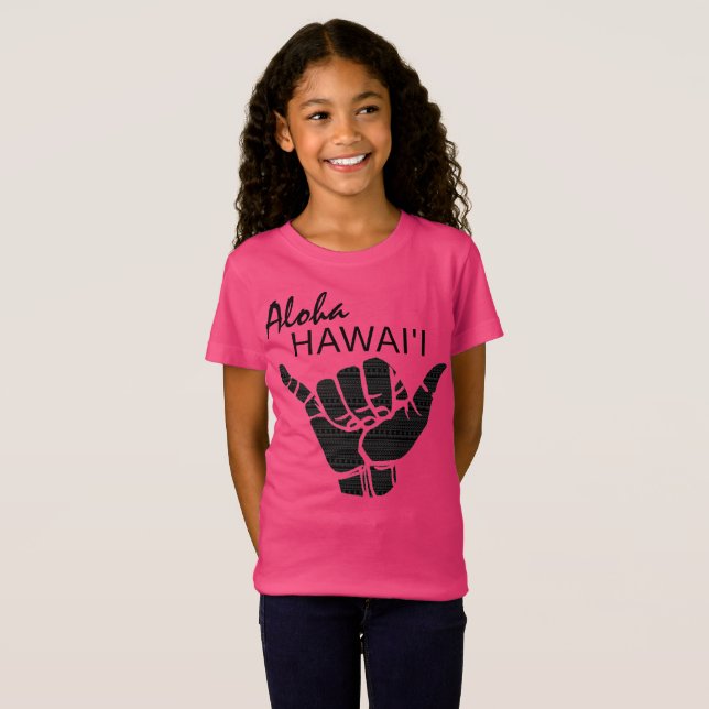 TRIBAL SHAKA (HANG LOOSE) - ALOHA HAWAII Blk T-Shirt (Front Full)