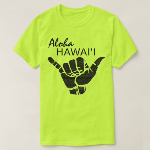 TRIBAL SHAKA HANG LOOSE _ ALOHA HAWAII Blk T_Shirt