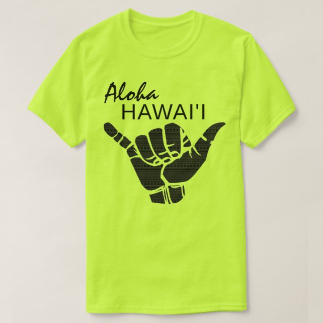 TRIBAL SHAKA (HANG LOOSE) - ALOHA HAWAII Blk T-Shirt (Design Front)