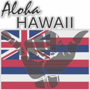 TRIBAL SHAKA (HANG LOOSE) ALOHA HAWAII HIFLAG BG STICKER
