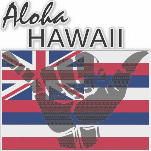 TRIBAL SHAKA (HANG LOOSE) ALOHA HAWAII HIFLAG BG STICKER (Front)