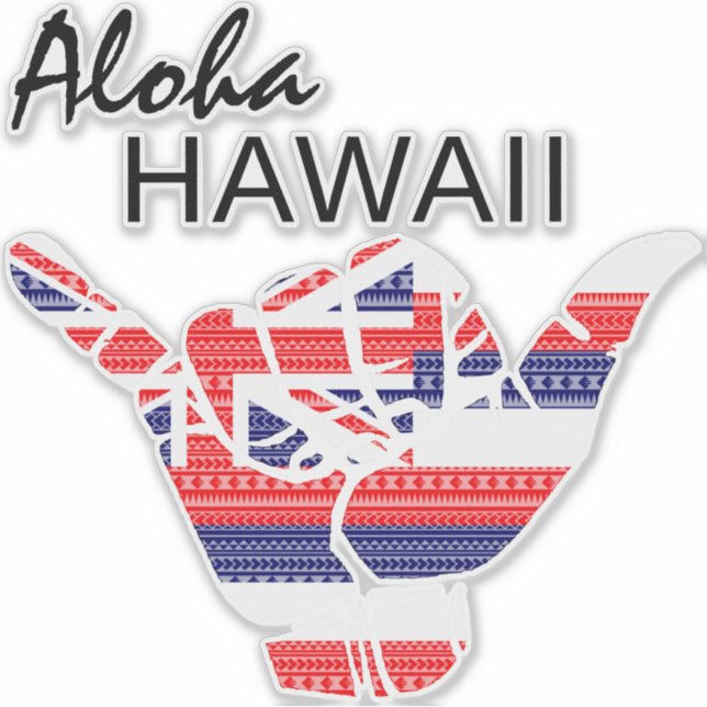 TRIBAL SHAKA (HANG LOOSE) ALOHA HAWAII HIFLAG TRBL STICKER (Front)