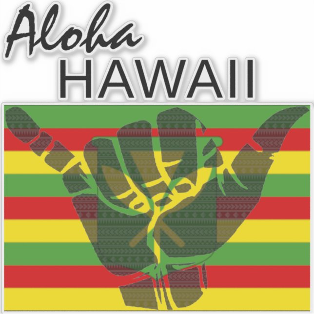 TRIBAL SHAKA (HANG LOOSE) ALOHA HAWAII KANAKA BG STICKER (Front)