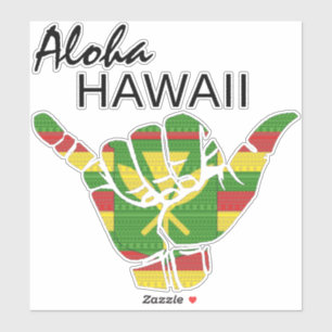 TRIBAL SHAKA (HANG LOOSE) ALOHA HAWAII KANAKA LT STICKER