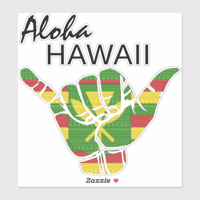 TRIBAL SHAKA (HANG LOOSE) ALOHA HAWAII KANAKA LT STICKER (Sheet)