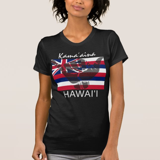 TRIBAL SHAKA (HANG LOOSE) Kamaʻāina HI FLAG BG T-Shirt (Front)
