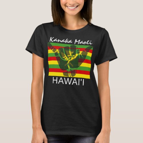 TRIBAL SHAKA HANG LOOSE Kānaka Maoli HI FLAG BG T_Shirt
