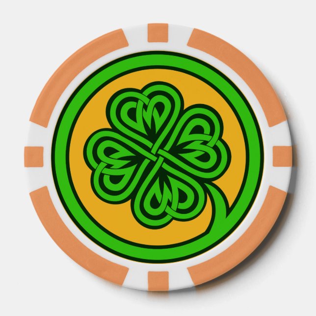 Tribal Shamrock custom poker chips (Front)