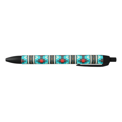 Tribal shapes rows black ink pen