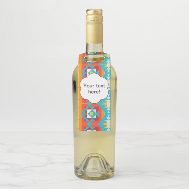 Tribal shapes rows bottle hanger tag (On Bottle)