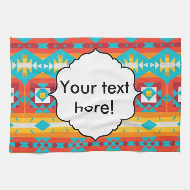 Tribal shapes rows kitchen towel (Horizontal)