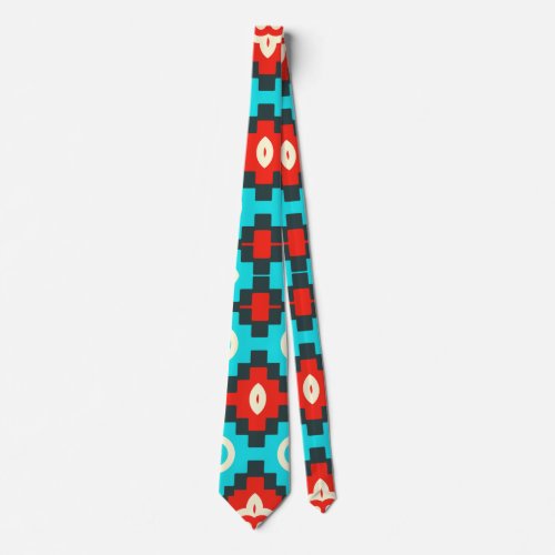 Tribal shapes rows neck tie