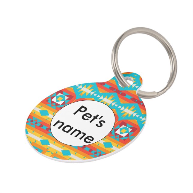 Tribal shapes rows pet ID tag (Side)