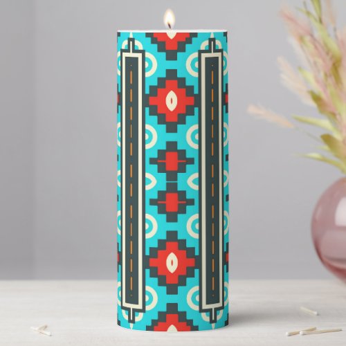 Tribal shapes rows pillar candle
