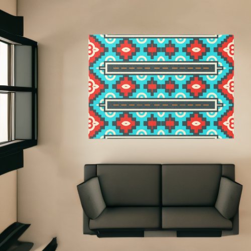 Tribal shapes rows rug