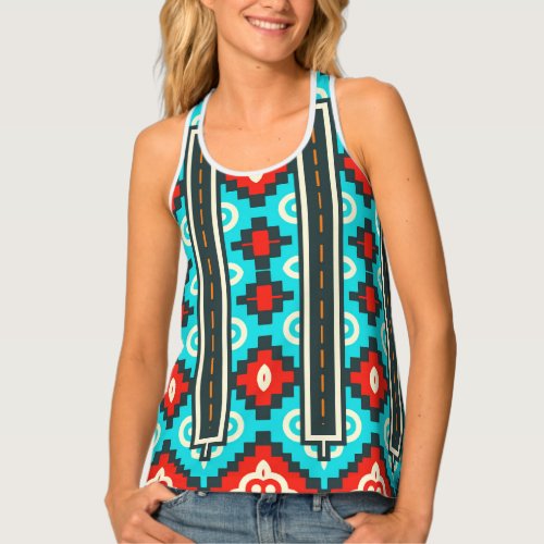 Tribal shapes rows tank top