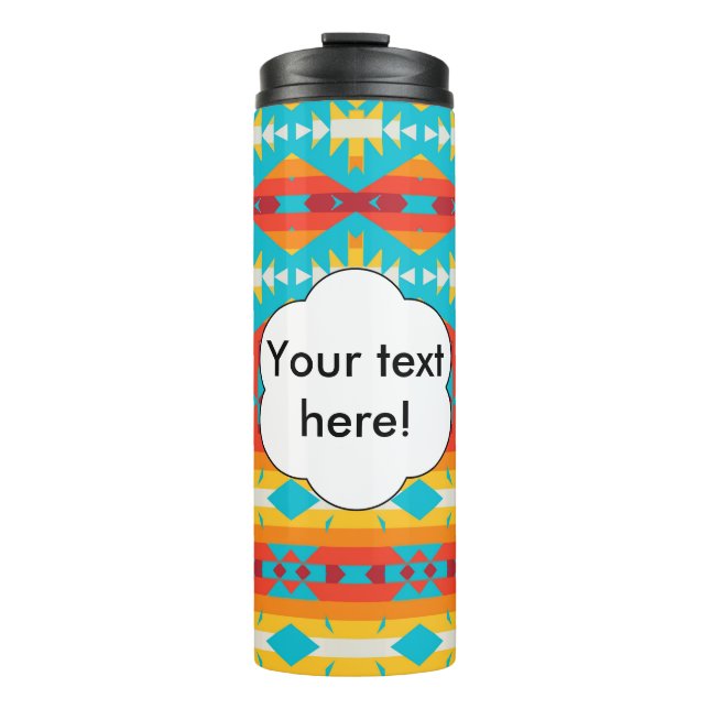 Tribal shapes rows thermal tumbler (Front)