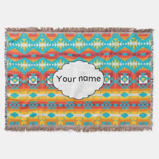 Tribal shapes rows throw blanket (Front)