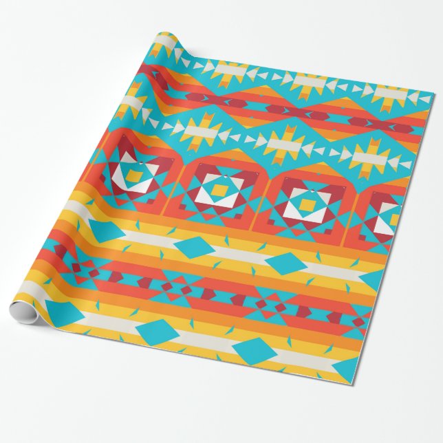 Tribal shapes rows wrapping paper (Unrolled)