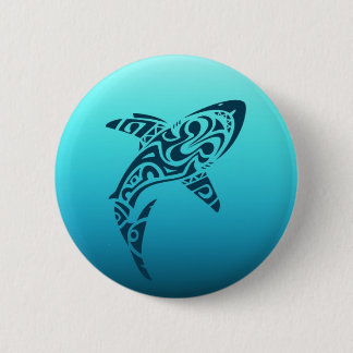 Tribal Shark Tattoo Pinback Button