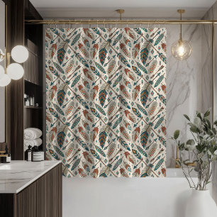 Tribal Shower Curtain Native Arrows and Feathers