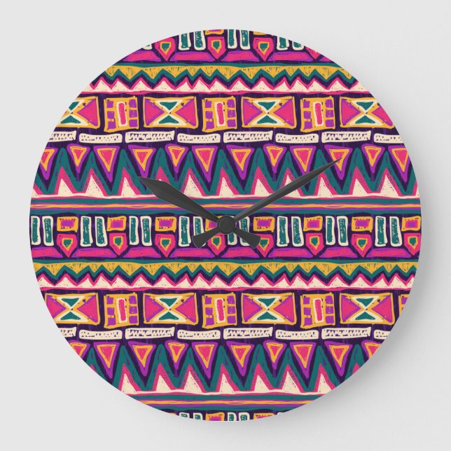 Tribal sketches: hand-drawn aztec pattern. large clock (Front)